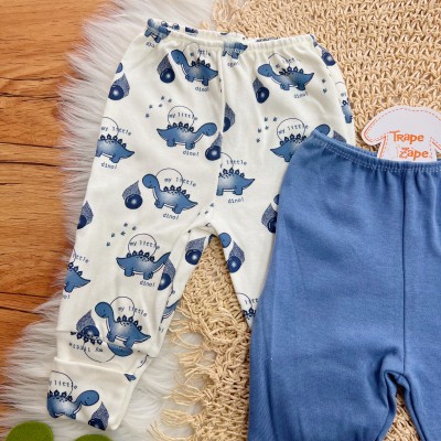 Kit 3 Calças - Little Dino, Azul Jeans e Aviãozinho - Off White e Azul Jeans